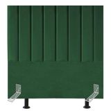 Cabeceira Estofada Cama Box Solteiro 90 Cm Catarina Suede E Frame Cor:verde