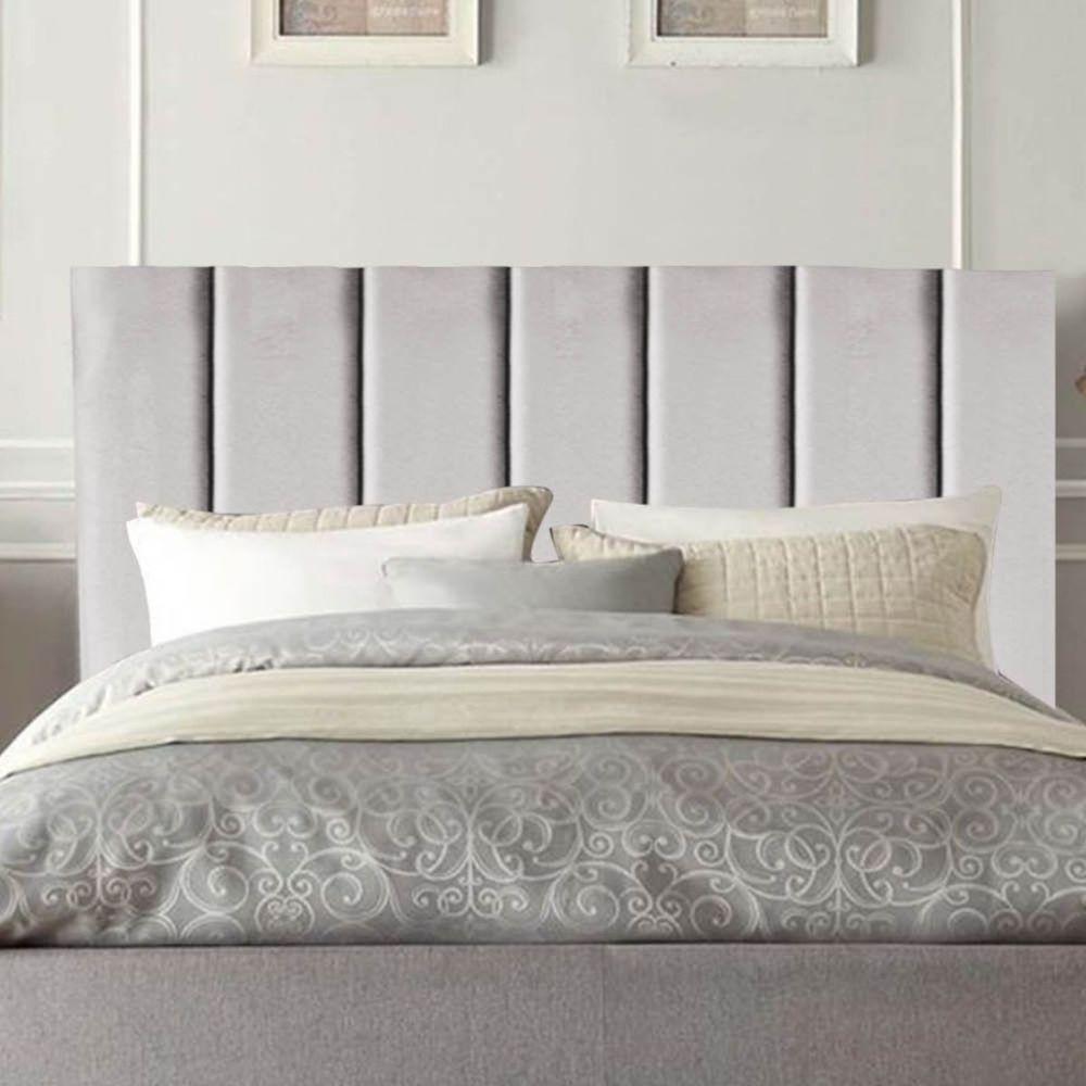 Cabeceira Cama Casal Queen Size 160 Cm Esther Veludo E Frame Cor:cinza Claro