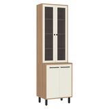 Cristaleira Paneleiro 65cm Com Vidros E 4 Portas Havana Multimóveis Cr20312 Rovere/champanhe