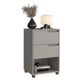 Mesa De Cabeceira 45cm Com 2 Gavetas Multimóveis Cr35244 Cinza