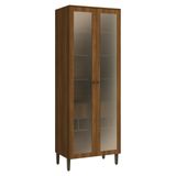 Cristaleira 80cm 2 Portas Com Vidro E 1 Gaveta Toronto Multimóveis Cr20306 Noce Oro