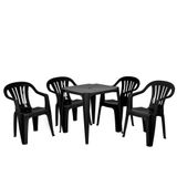 Conjunto De Mesa Com Cadeiras De Plástico Mor Quadrado Preto