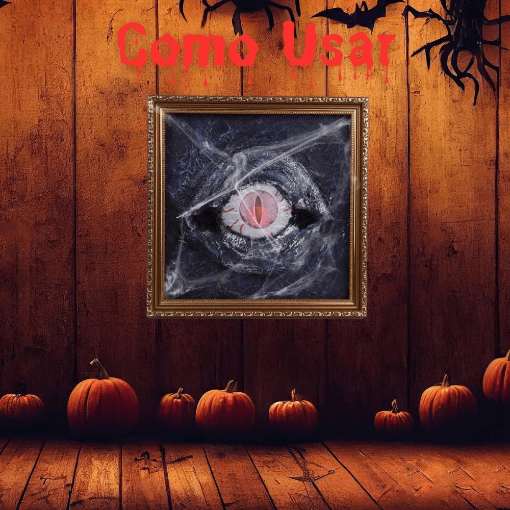 Quadro Olhos Sombrio Halloween Com Luz 32x32cm