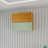 Armário Aéreo Para Cozinha 2 Portas 100% Mdf Pilar Cinamomo / Verde Menta