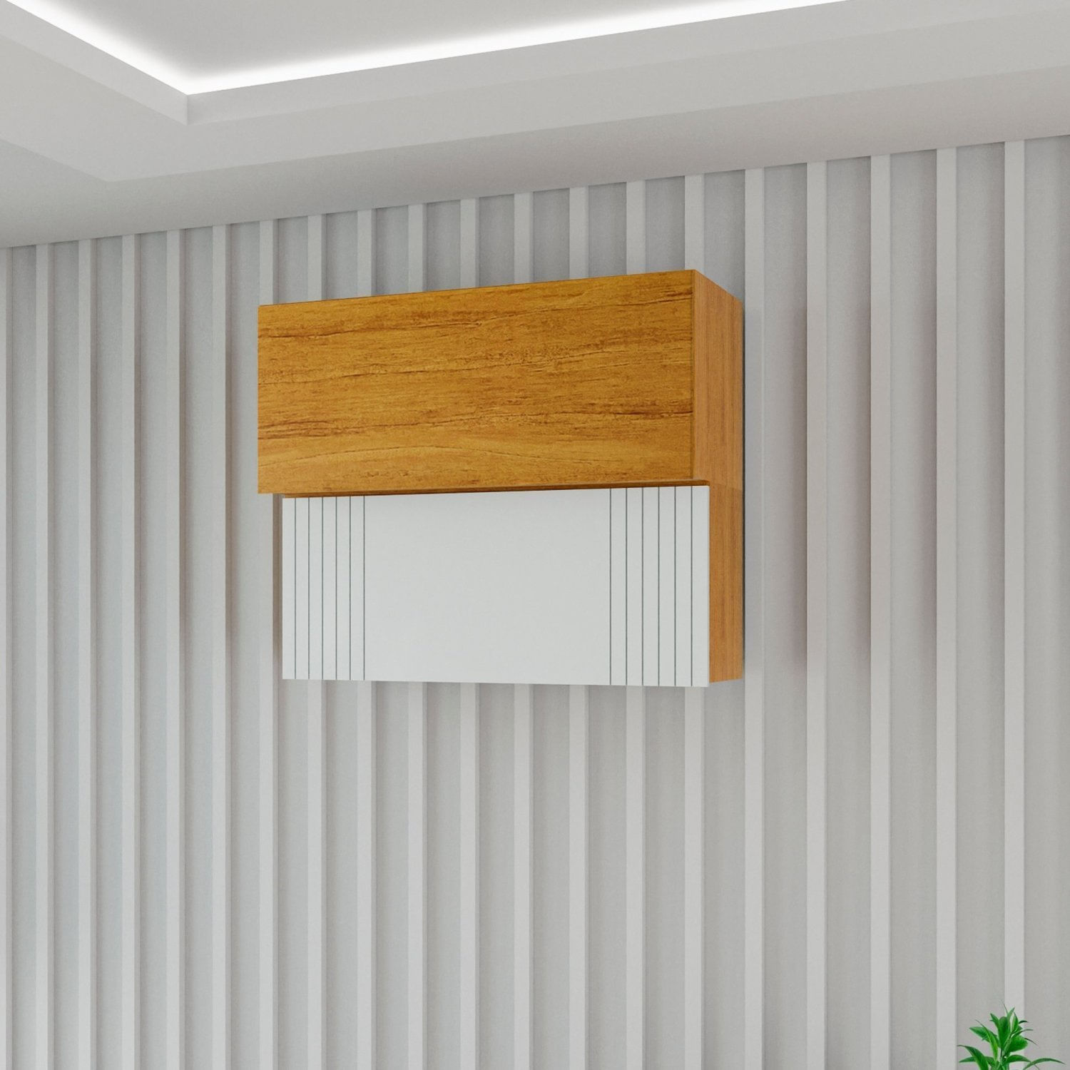 Armário Aéreo Para Cozinha 2 Portas 100% Mdf Pilar Cinamomo / Branco Acetinado