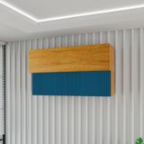 Armário Aéreo Para Cozinha 3 Portas 100% Mdf Pilar Cinamomo / Azul Turquesa