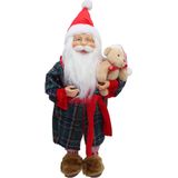 Boneco Papai Noel Pijama Roupão Decoração Com Ursinho 50cm