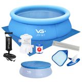 Piscina Inflável Joy Set 2490l Circular 240cm Com Capa Filtro Bomba Forro Kit Limpeza Vg Plus