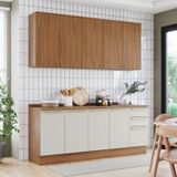 Cozinha Compacta 5 Peças Com Com Tampo Yasmin Espresso Móveis Nature/areia Hp