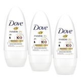 Kit 3 Desodorantes Antitranspirante Roll-on Dove Invisible Dry 50ml