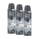 Kit 3 Desodorantes Aerosol Dove Men+care Sem Perfume 150ml