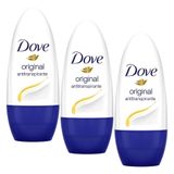 Kit 3 Desodorantes Antitranspirante Roll-on Dove Original Compacto 30ml