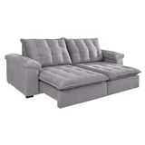 Sofá 3 Lugares Retrátil e Reclinável Itaguaí Suede  Cinza  230 cm
