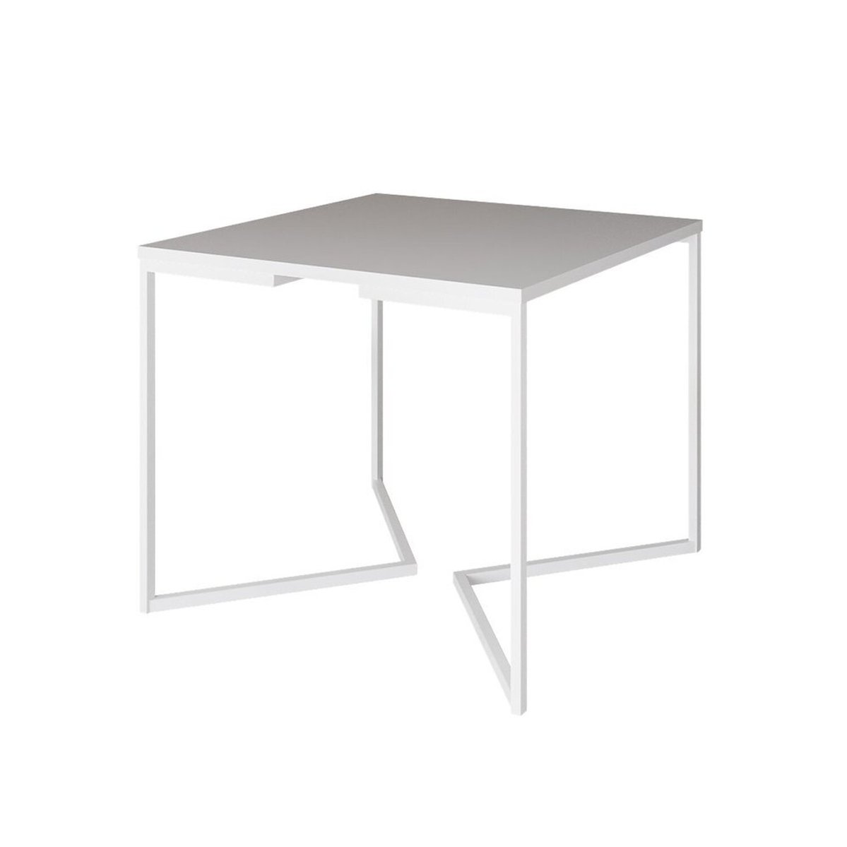 Mesa Jantar Industrial Quadrada 90cm Base V Ferro Branco