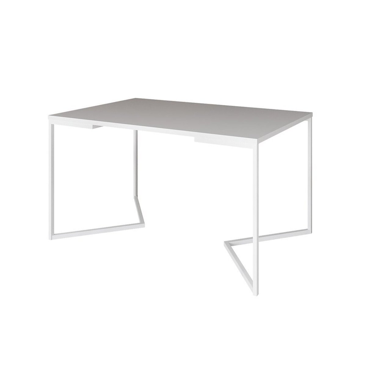 Mesa Jantar Industrial Retangular 137x90cm Base V Ferro Branco