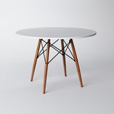 Mesa De Jantar Eames Wood Tampo Madeira Branco 110 Cm Branco