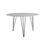 Mesa De Jantar Redonda 110cm Clips 3 Pés Ferro Branco