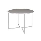 Mesa Jantar Industrial Redonda 110cm Base V Ferro Branco