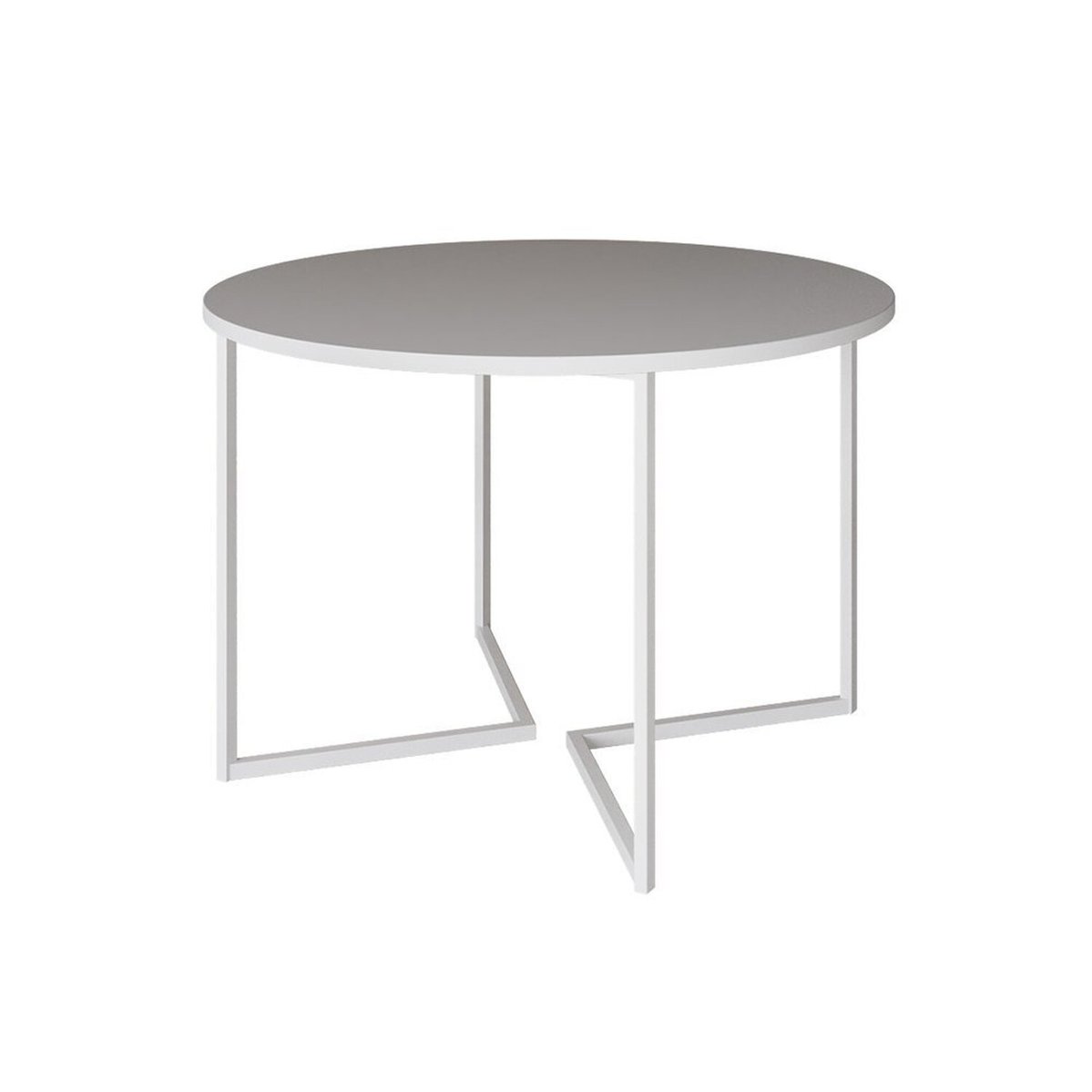 Mesa Jantar Industrial Redonda 110cm Base V Ferro Branco