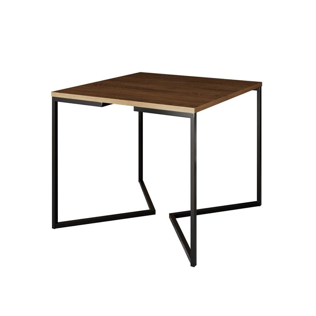 Mesa Jantar Industrial Quadrada 90cm Base V Ferro Amendoa