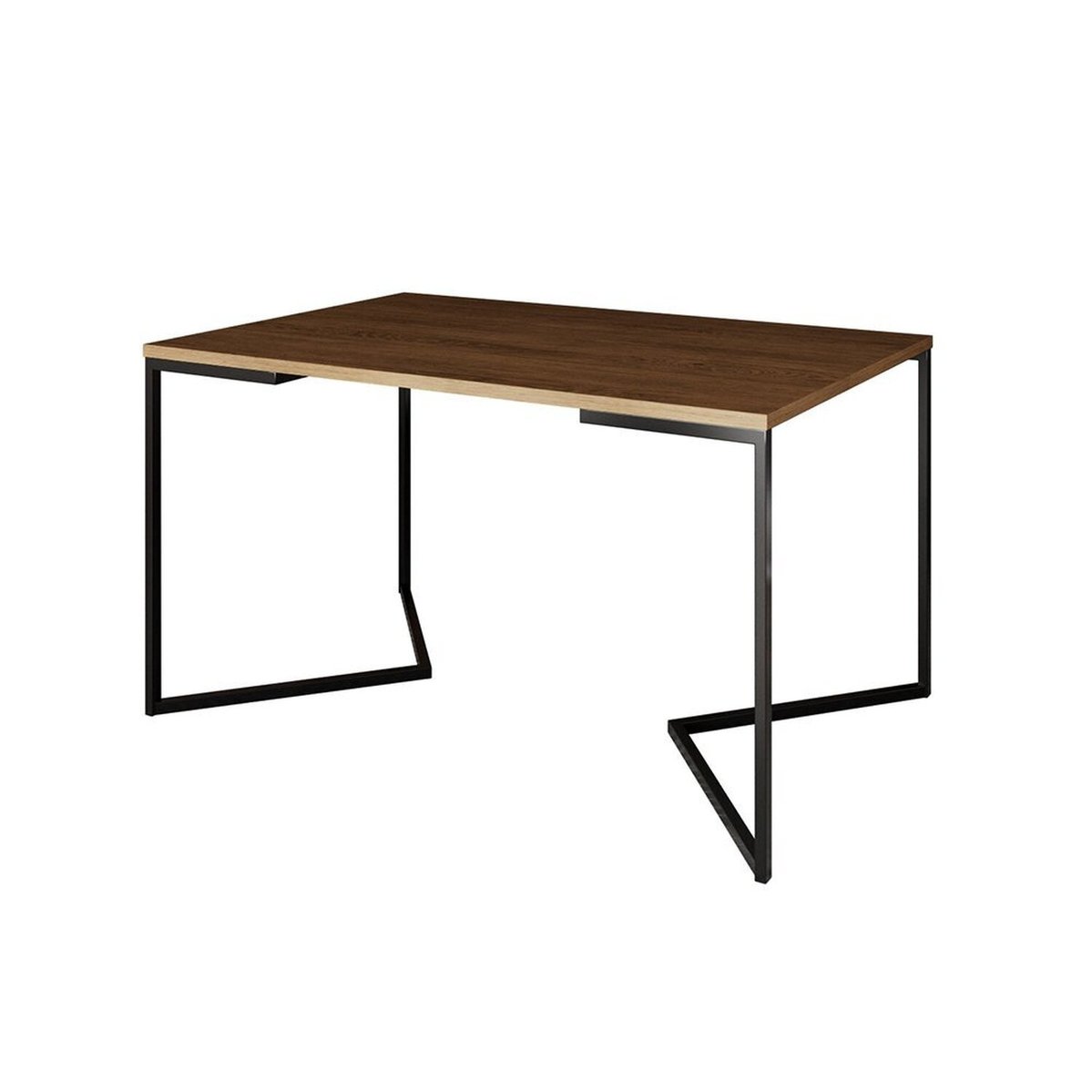 Mesa Jantar Industrial Retangular 137x90cm Base V Ferro Amendoa