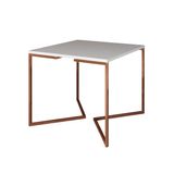 Mesa Jantar Industrial Quadrada 90cm Base Cobre V Branco