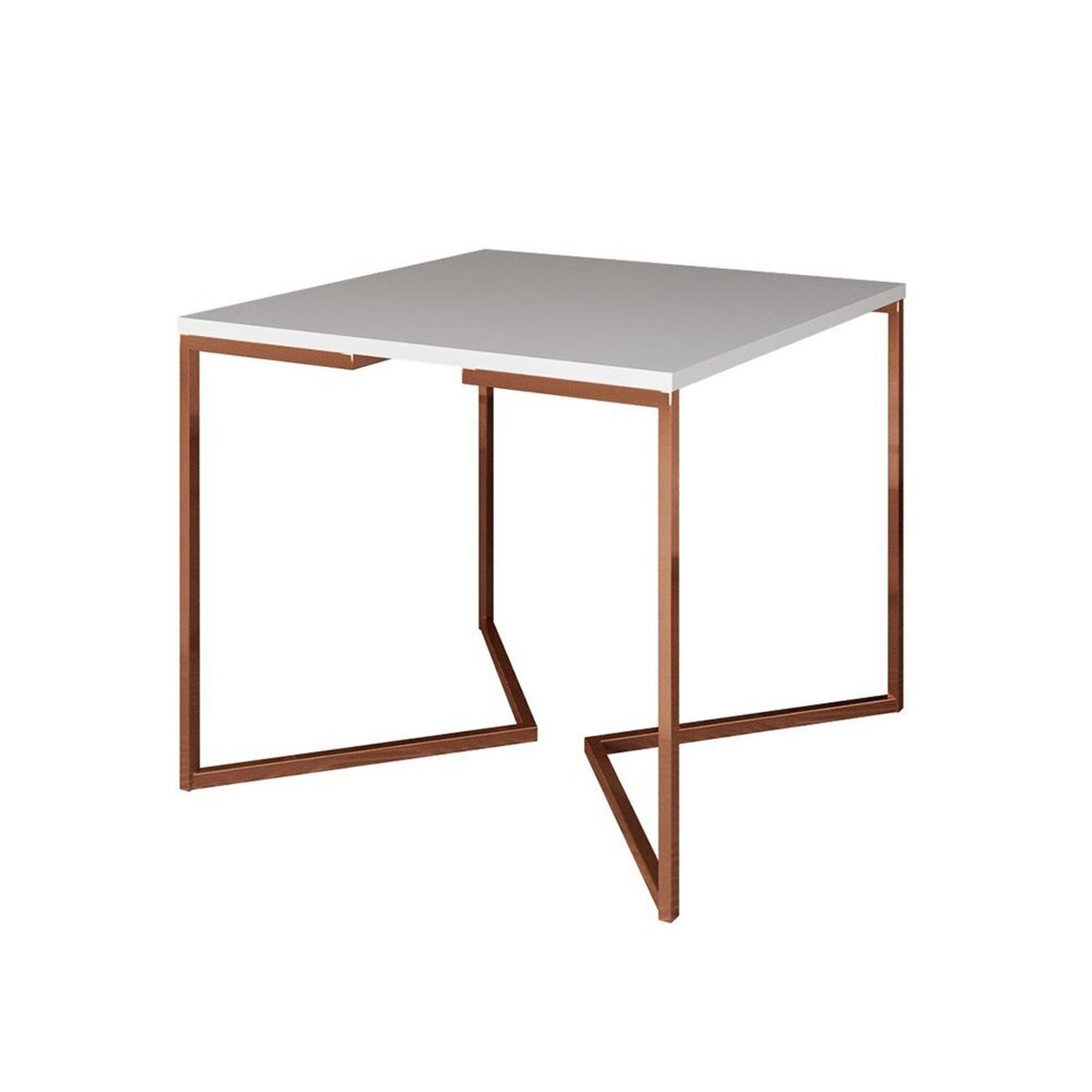 Mesa Jantar Industrial Quadrada 90cm Base Cobre V Branco