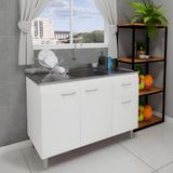 Balcão De Pia Cozinha 120cm Armário Gabinete Morgana Branco