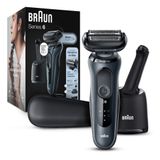 Barbeador Eletrico Masculino Portatil Braun 6075cc Com Com Aparador De Barba, Smartcare E Estojo De Couro, Preto