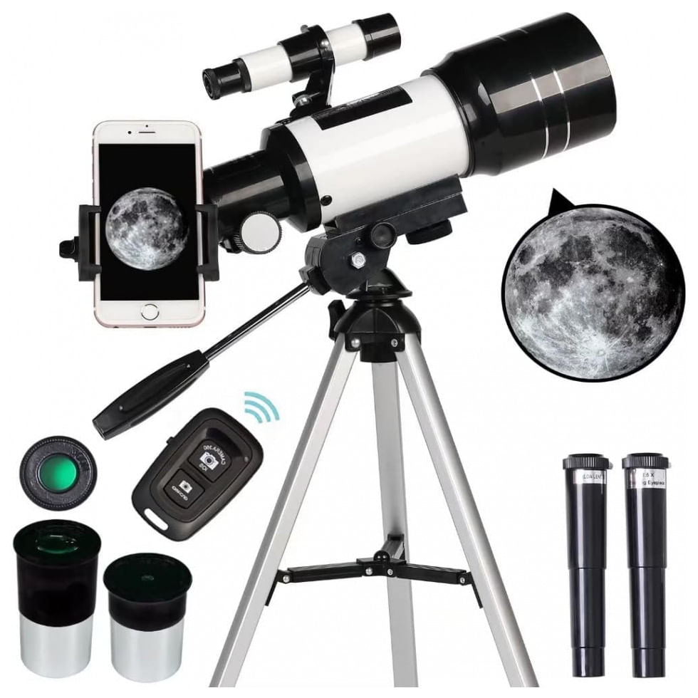 Telescópio Astronômico 15x150 Com Adaptador De Celular E Controle Remoto Sem Fio, Toyerbee, Branco