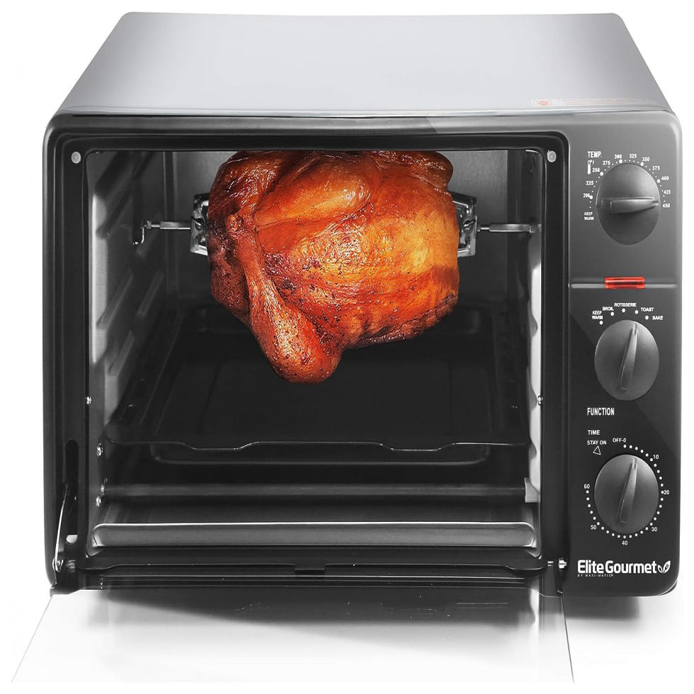 Forno Elétrico De Bancada 23l Com Rotisserie E 5 Funções, 110v 1500w Elite Gourmet Ero 2008nffp Preto