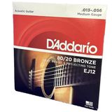 Encordoamento Violão Aço 13-56 D&#39;addario Bronze 80/20 Ej12