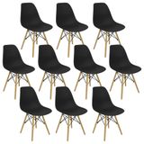 Kit 10 Cadeiras Charles Eames Eiffel Wood Design Preta