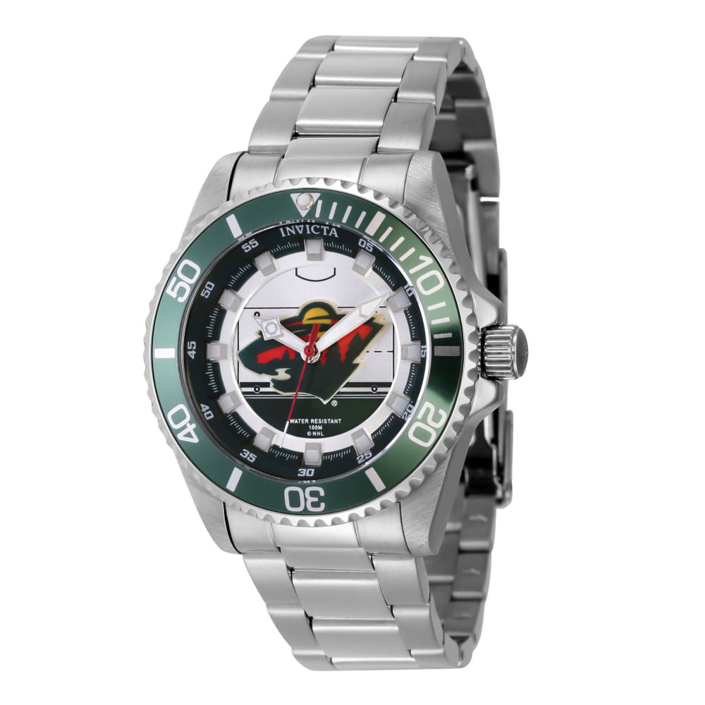 Relgio Invicta Nhl Minnesota Wild Unissex - 38mm Em Ao Zg-42214