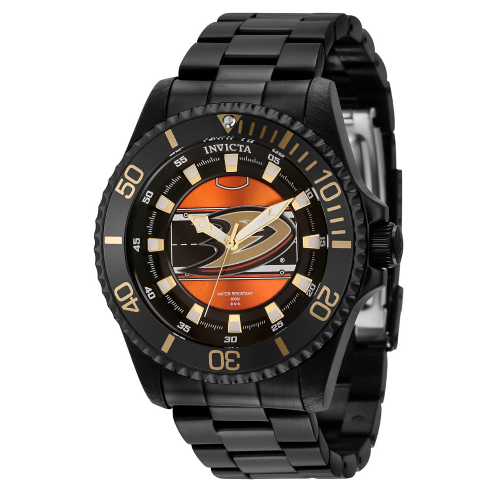 Relgio Masculino Invicta Nhl Anaheim Ducks Preto - 47mm, Modelo Zg-42257.