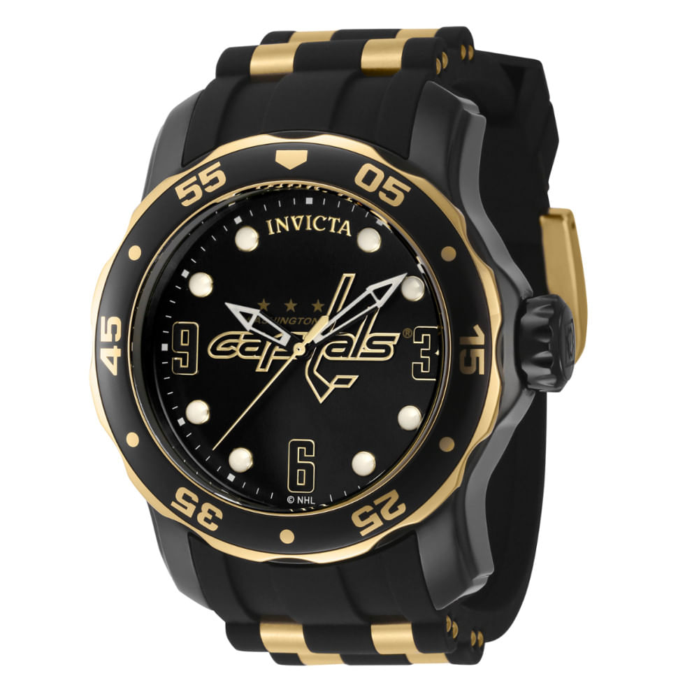 Relgio Invicta Nhl Washington Capitals Masculino - 48mm, Ouro E Preto Zg-42311: Um Acessrio De Estilo Para Os Fs De Hquei.