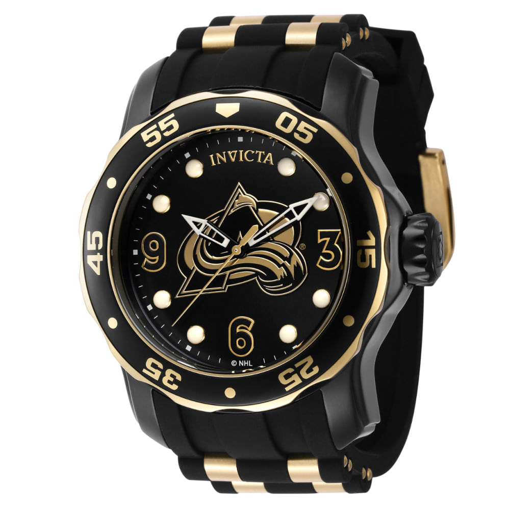 Relgio Masculino Invicta Nhl Colorado Avalanche - 48mm, Ouro E Preto - Zg-42323