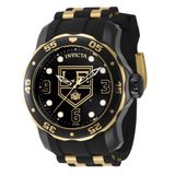 Relgio Invicta Nhl Los Angeles Kings - 48mm. Ouro E Preto. Modelo Zg-42309 Para Homens.