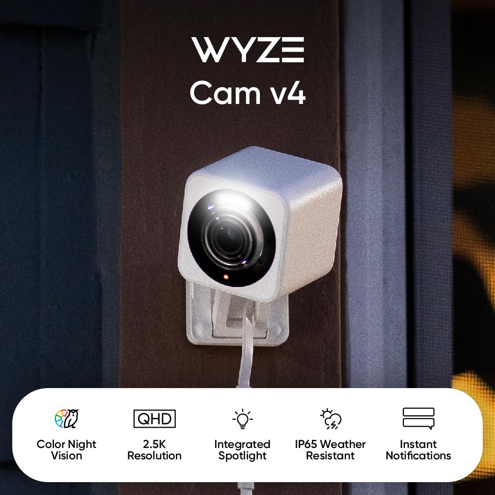 Câmera De Segurança Wyze Cam V4 2.5k Hd, Pacote Com 2 Unidades (cinza)