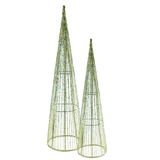 Jogo 2 Árvores Cone Aramado Verde Line Algodão Brilho Suave 40cm E 60cm - Magizi