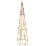 Árvore Cone Aramado Dourado Iluminada 60cm Trançado Fio Furta Cor - Magizi