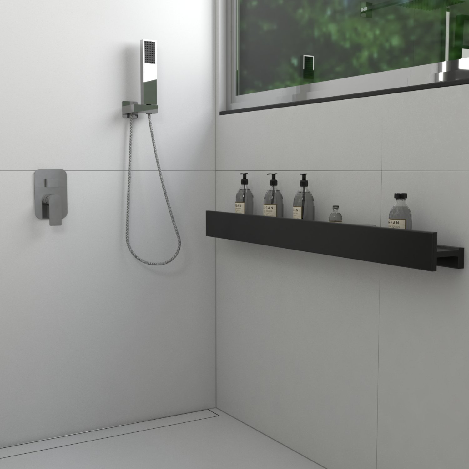 Porta Shampoo Linear 120cm Venturi Preto Fosco