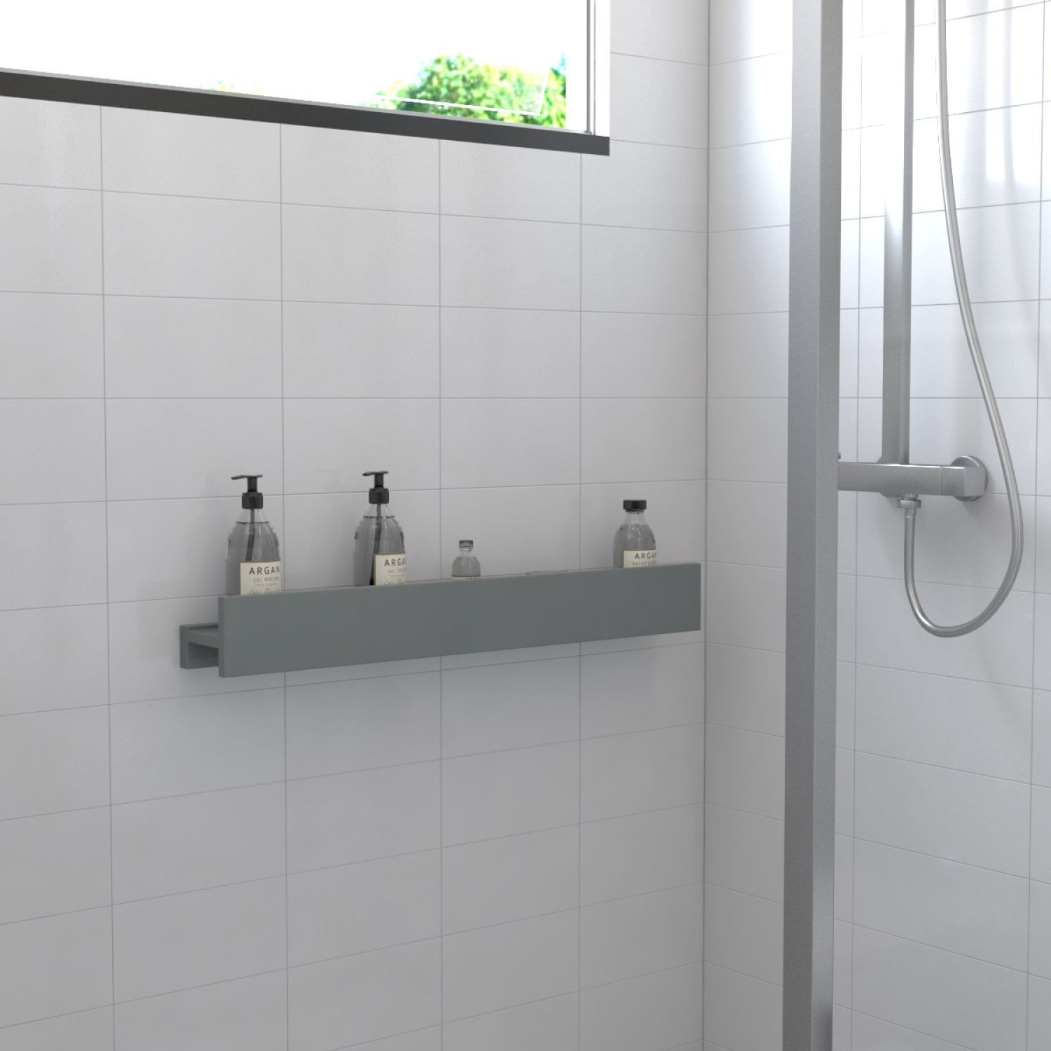 Porta Shampoo Linear 80cm Venturi Cinza Fosco