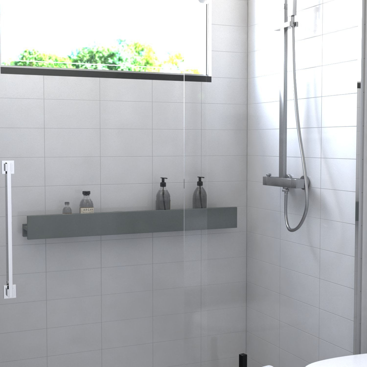 Porta Shampoo Linear 100cm Venturi Cinza Fosco