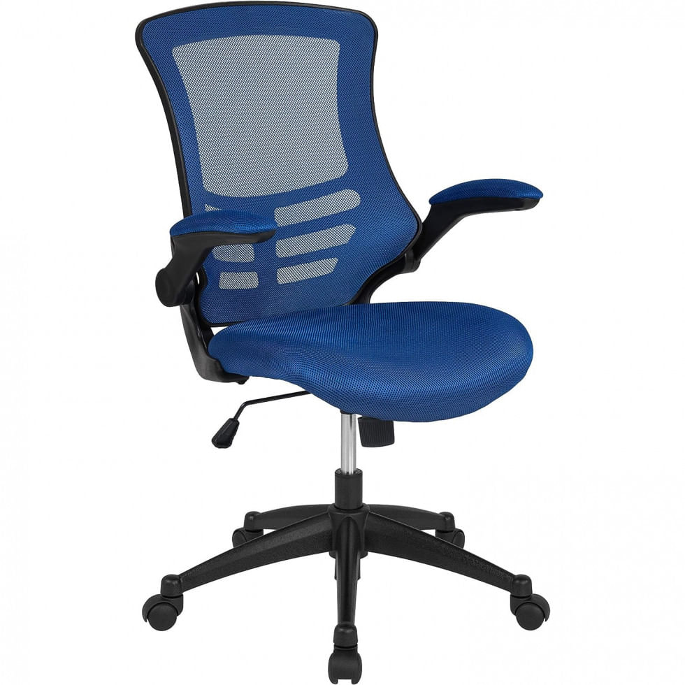 Cadeira De Escritorio Ergonomica Giratoria Com Suporte Lombar E Altura Ajustaveis, Flash Furniture Bl X 5m Blue Gg, Azul