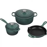 Conjunto De Panelas E Frigideiras Antiaderentes De Ferro Fundido Esmaltado, 5 Pecas, Le Creuset Ms1605 795ss, Verde Claro