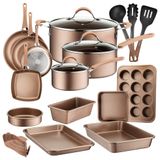 Conjunto De Panelas Antiaderentes E Utensilios, Pecas, Nutrichef 20 Piece Nonstick, Dourado