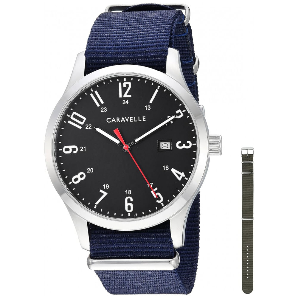 Relogio Masculino Analogico Quartzo, Nylon, Caravelle 43b160, Azul