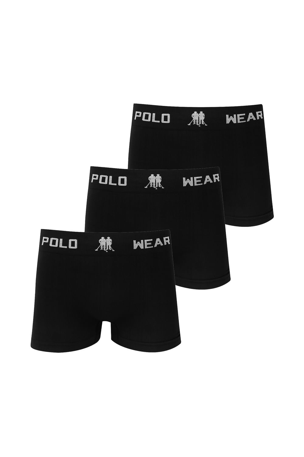 Kit 3 X 1 Cuecas Boxer Lisa Polo Wear Preto