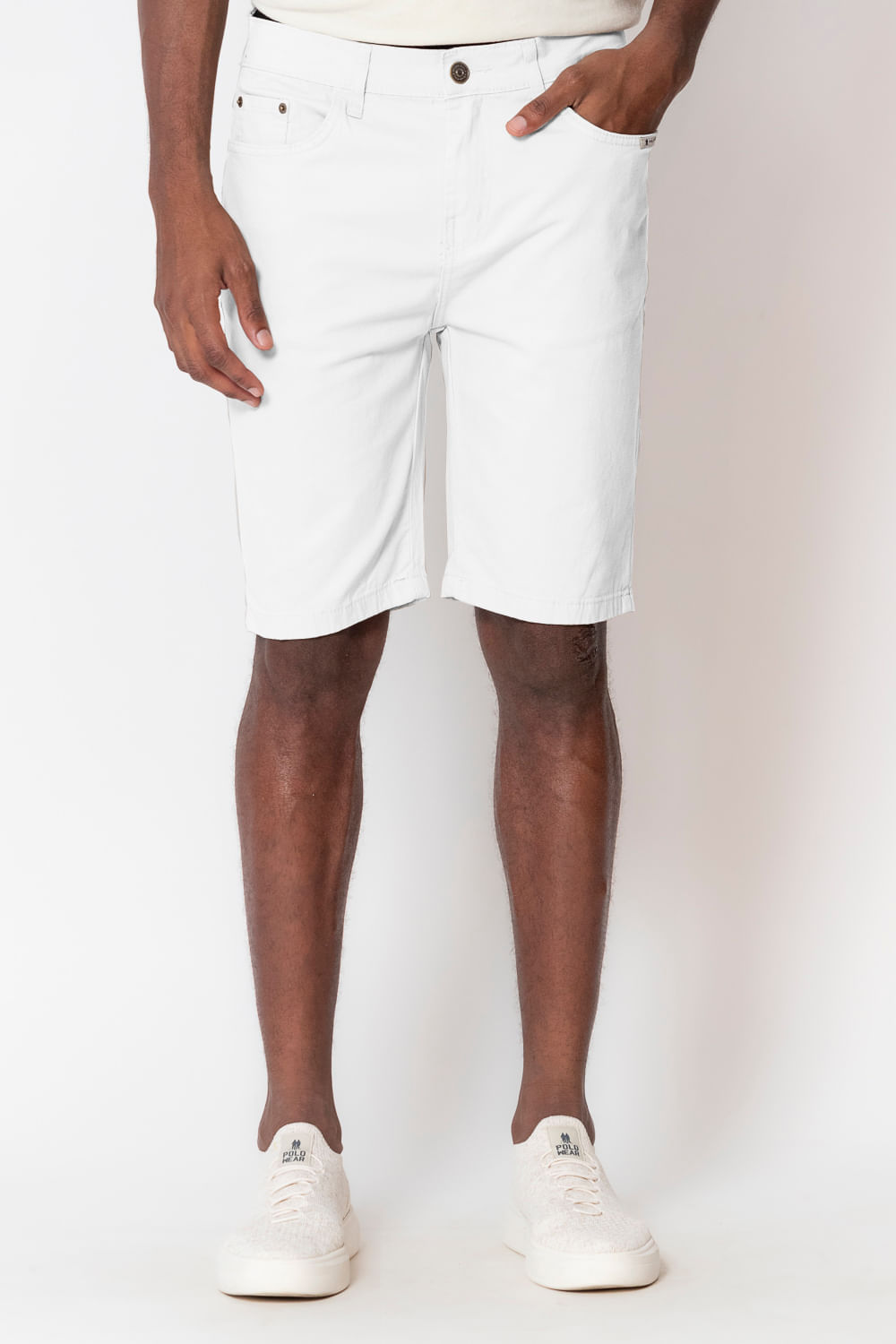 Bermuda Masculina Sarja Básica Polo Wear Branco